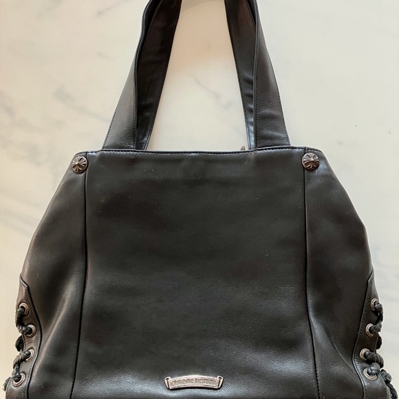 Chrome Hearts Large Size Black Leather JJ Dean Moto Shoulder Bag - Picture 2 of 11